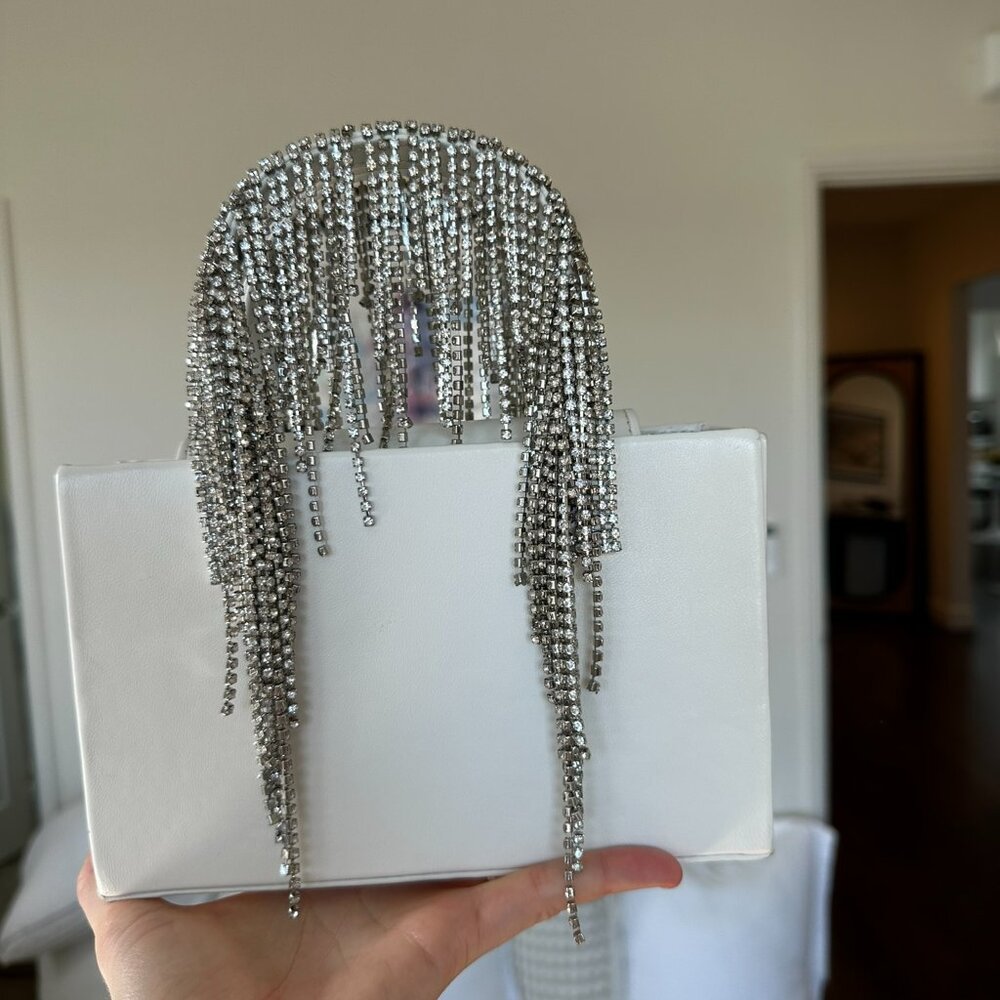 KARA crystal embellished white handle bag - Picture 2 of 14